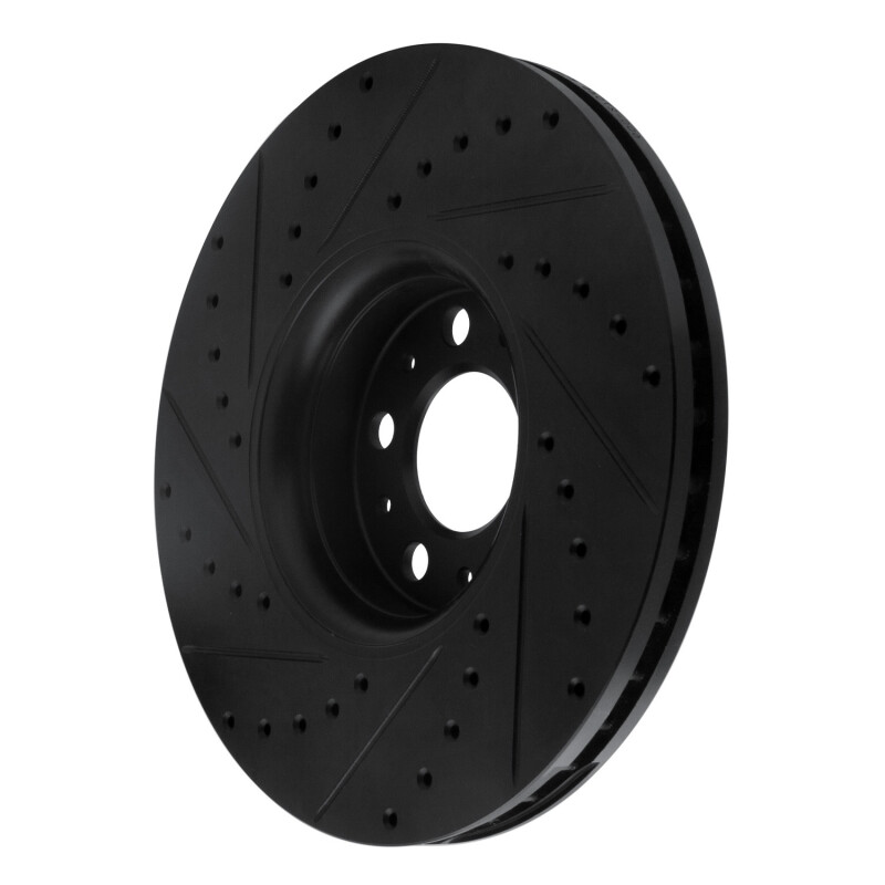 Volvo XC90 Brake Rotor (1) - Front Right - R1 Concepts - Drilled & Slotted - Black - `03-`14